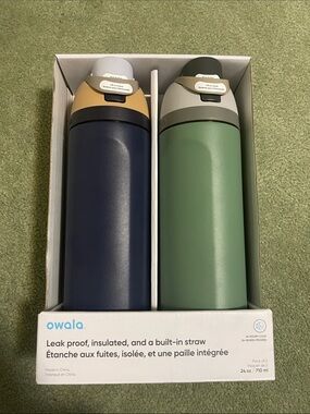 Owala 24oz Insulated Water Bottle Set - Navy & Sage